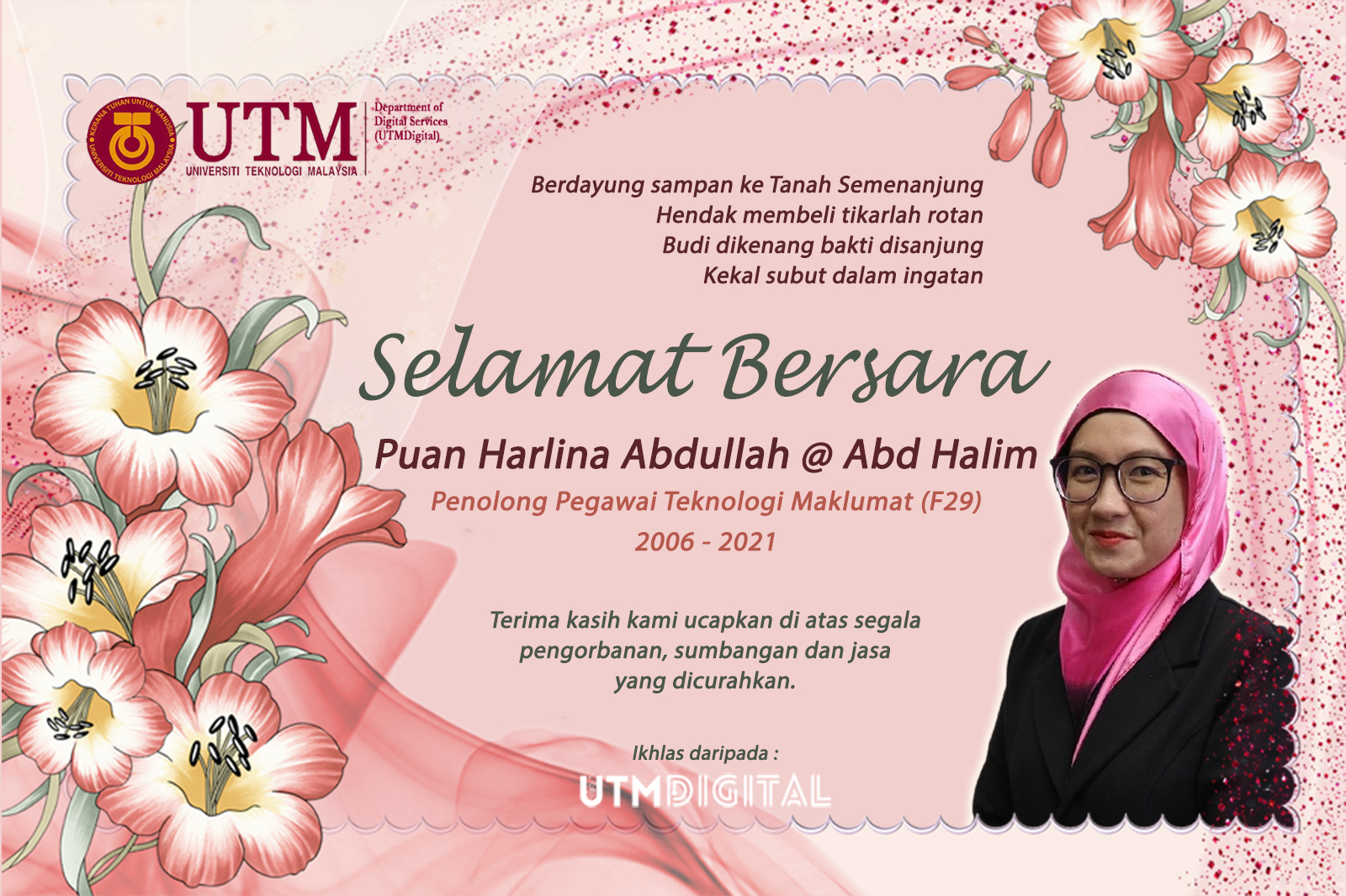 Selamat Bersara Puan Harlina Abdullah @ Abd Halim